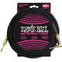 Ernie Ball 6058 25 FT STRAIGHT/ANGLE BLACK/BLACK BRAIDED BLACK paradisesound strumenti musicali on line