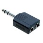 ADATTATORE SPINA STEREO 6,3 / 2 PRESE STEREO 6,4-paradisesound.it