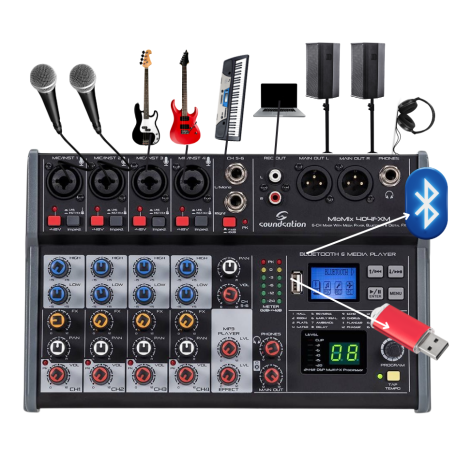 Mixer Soundsation Miomix 404fxm con Effetti e Bluetooth/Usb-paradisesound.it