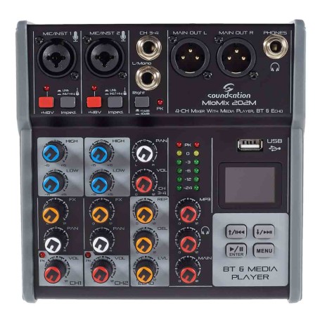 Mixer Soundsation Miomix 202m Usb/Bluetooth 4 Canali-paradisesound.it
