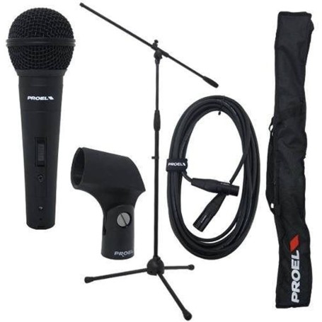 Kit Microfono Dm800 Proel Pse3 - Asta Rms180 - Cavo Microfonico - Borsa-paradisesound.it