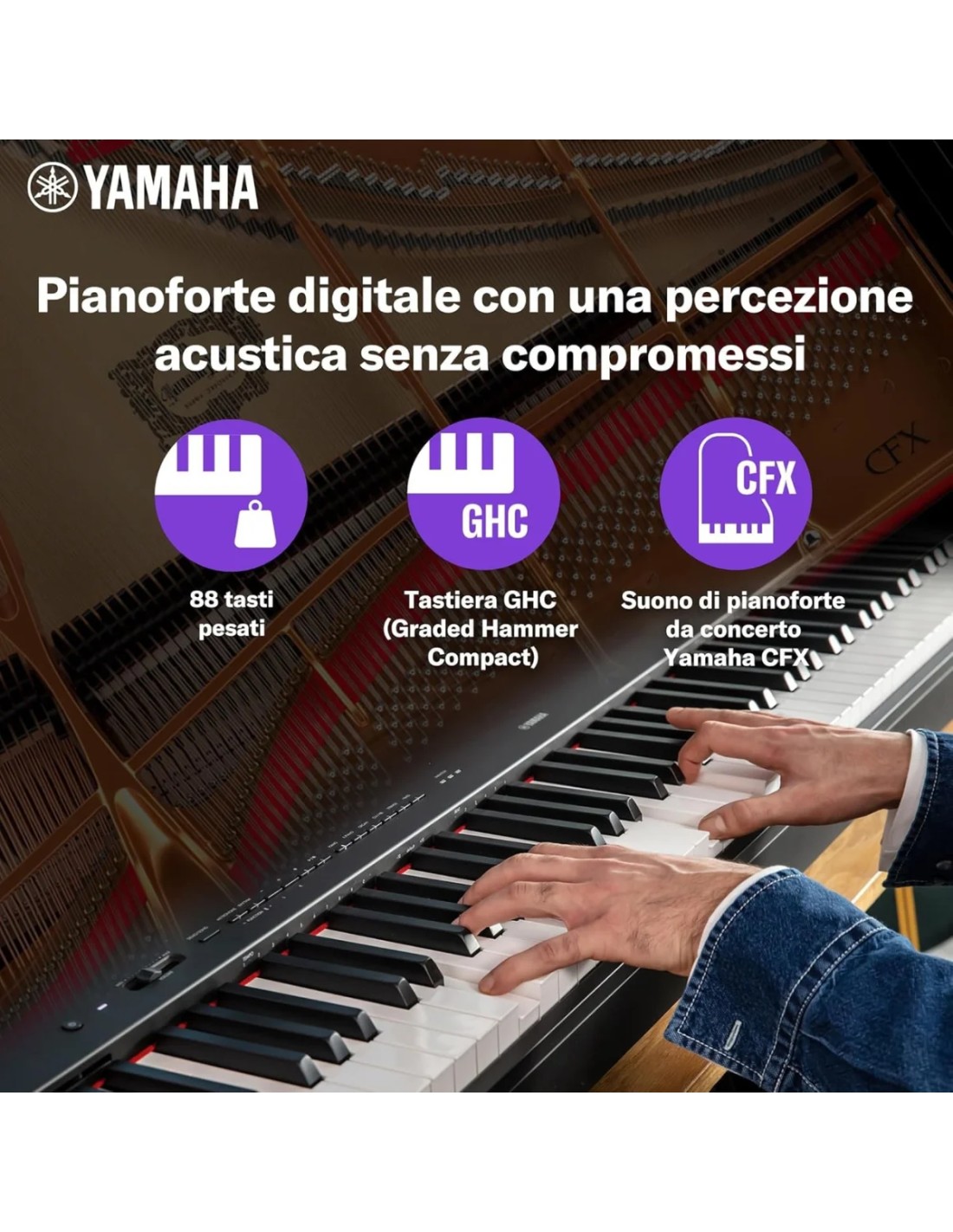 Pianoforte Digitale Yamaha P-225B con Tastiera Graded Hammer-paradisesound.it