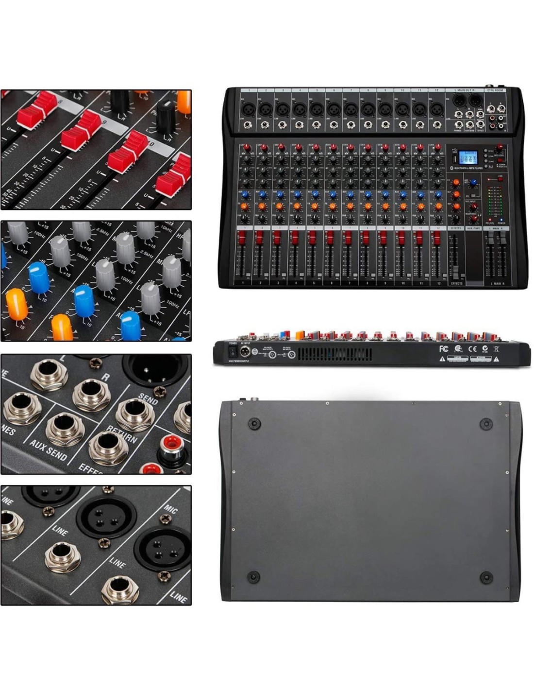 Mixer Analogico Sinextesis 12 Canali Con Effetti, USB, MP3 E Bluetooth Integrato-paradisesound.it