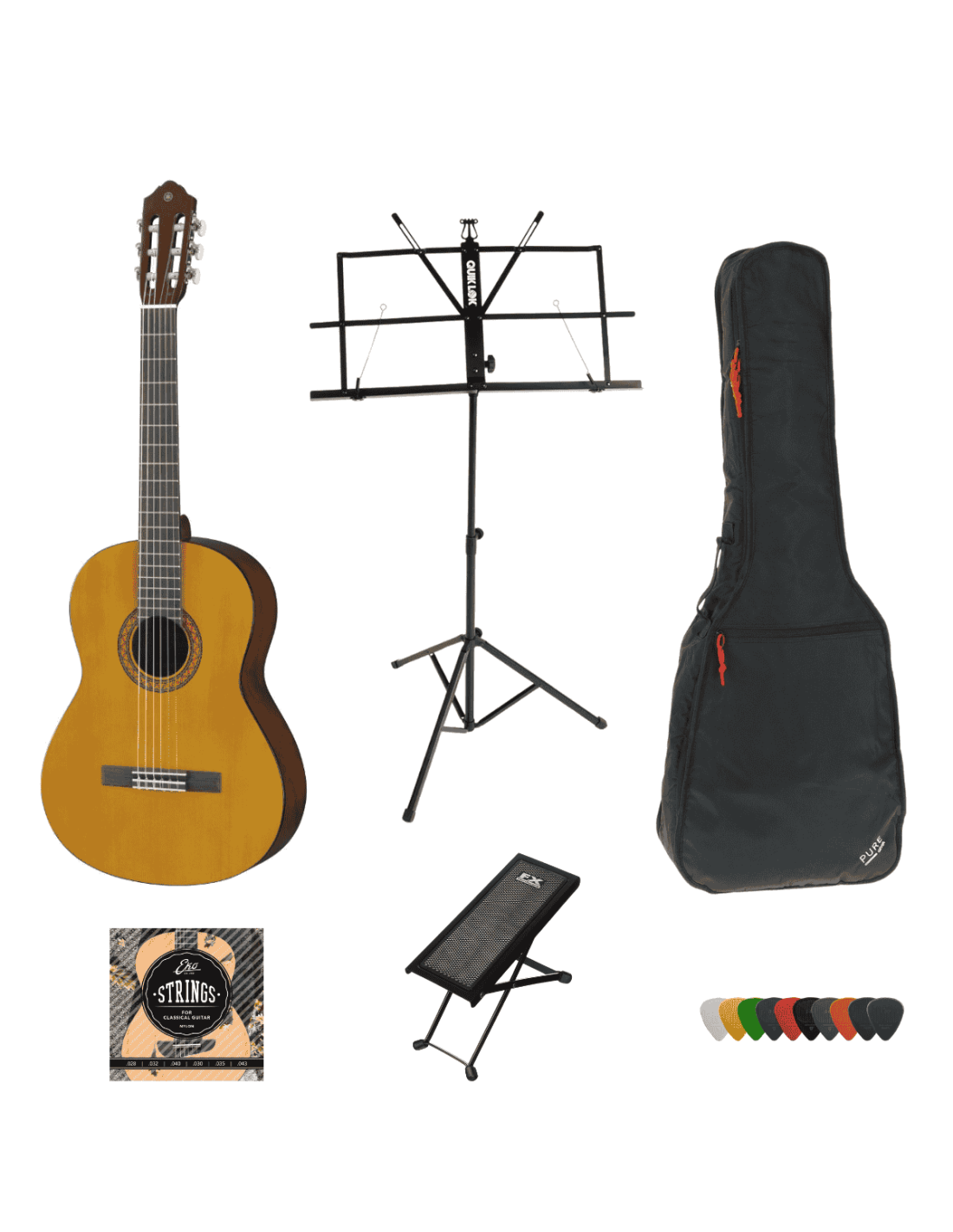 Pacco Convenienza: Chitarra Classica Yamaha C40 - Borsa - Plettro - Poggiapiedi - Leggio - Corde di ricambio-paradisesound.it