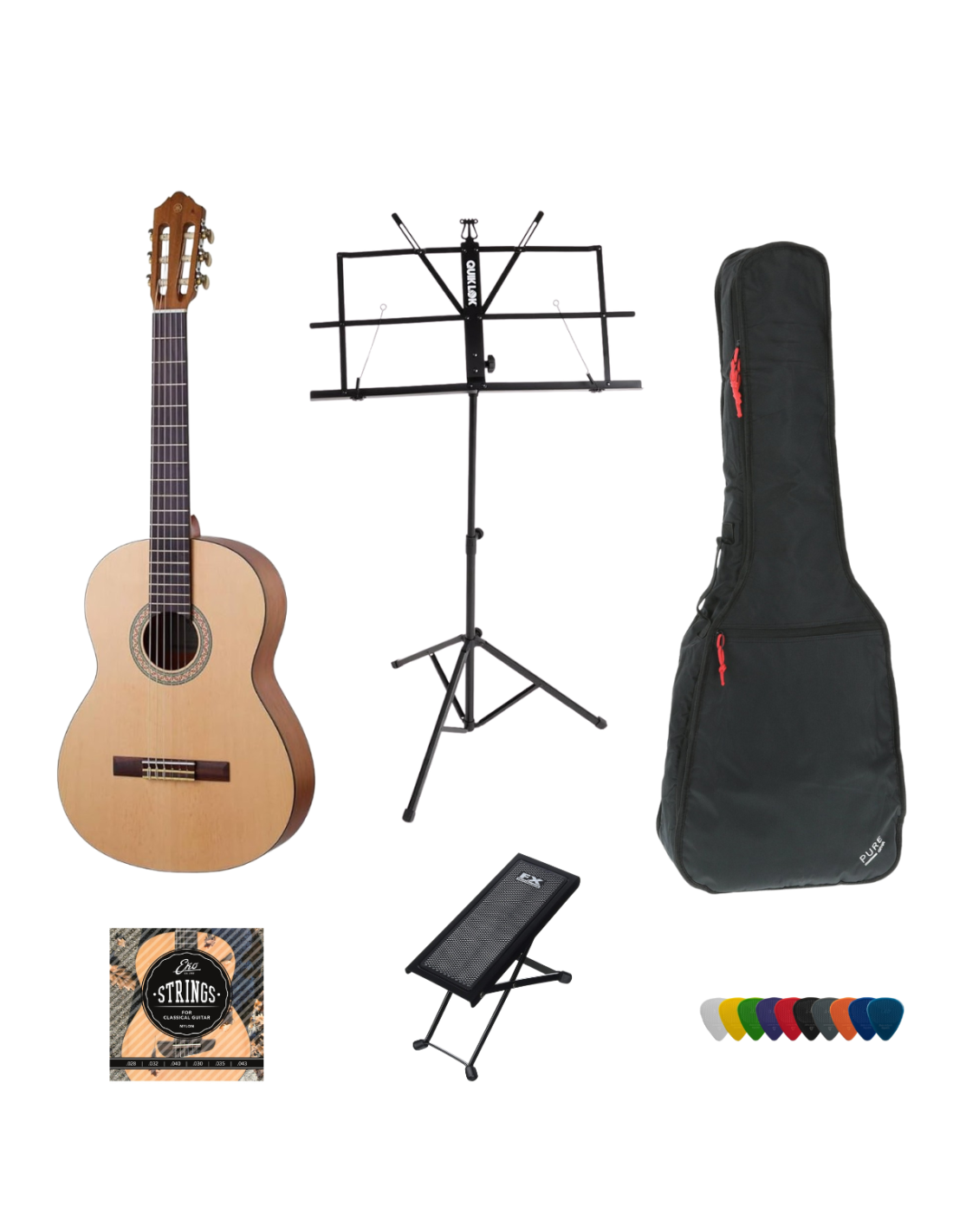 Pacco Convenienza: Chitarra Classica Yamaha C40MII - Borsa - Plettro - Poggiapiedi - Leggio - Corde di ricambio-paradisesound.it