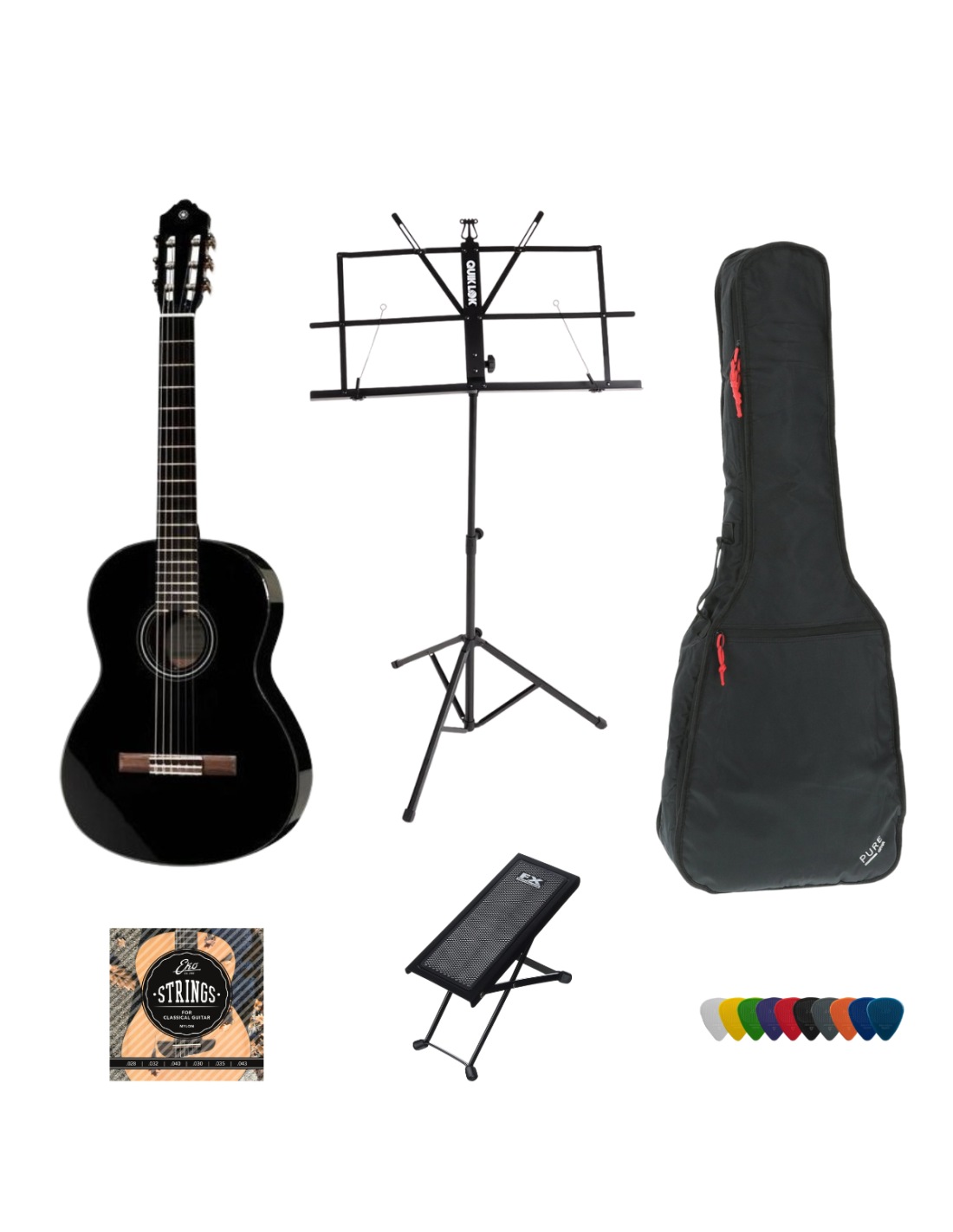 PacK Convenienza: Chitarra Classica Yamaha C40 Black - Borsa - Poggiapiedi - Leggio - Corde-paradisesound.it