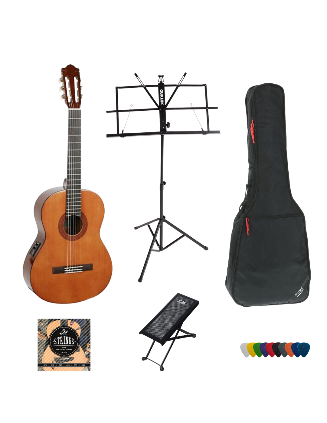 Pacco Convenienza: Chitarra Classica Yamaha CX40II - Borsa - Plettro - Poggiapiedi - Leggio - Corde di ricambio-paradisesound.it