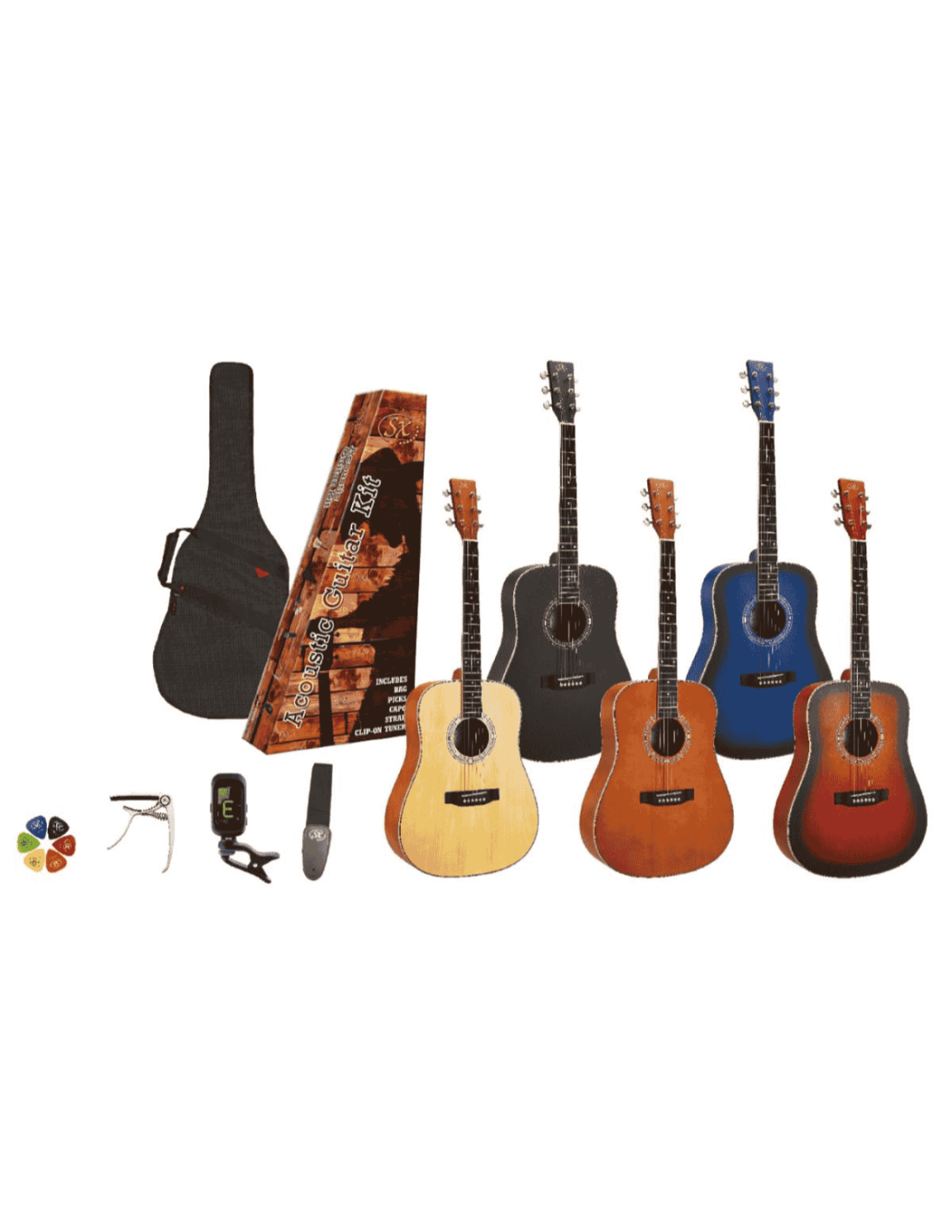 Chitarra Acustica Red SX STV389RS Kit Completo-paradisesound.it