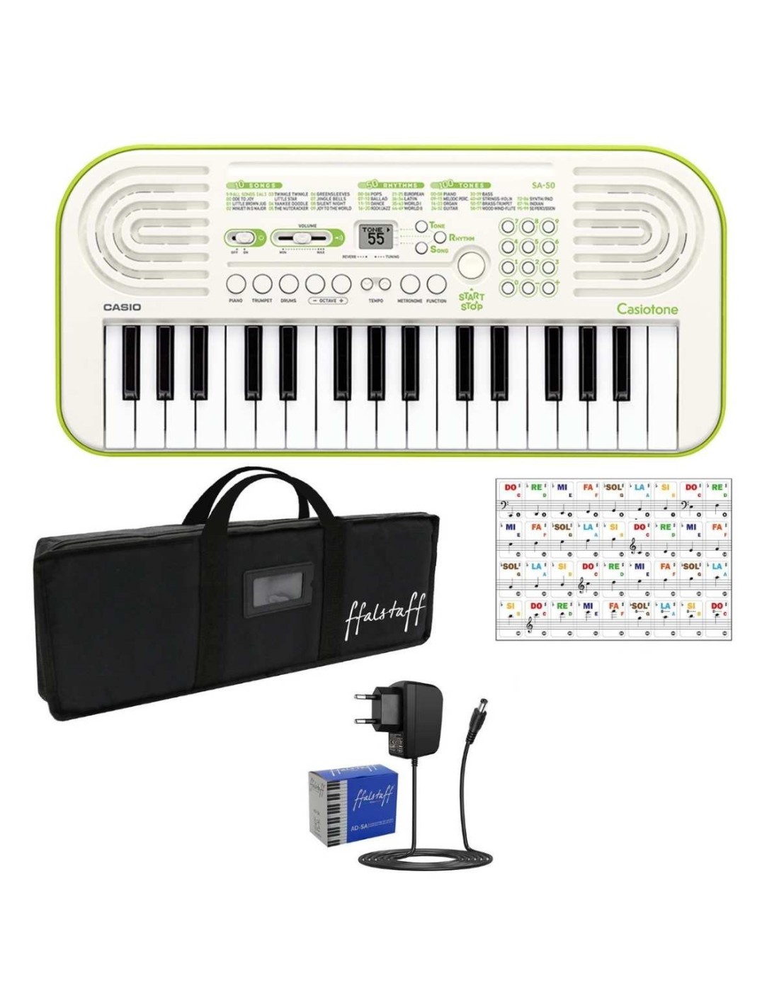 Tastiera Portatile 32 Tasti – Casio SA‑50 Pack con Borsa, Alimentatore e Sticker-paradisesound.it