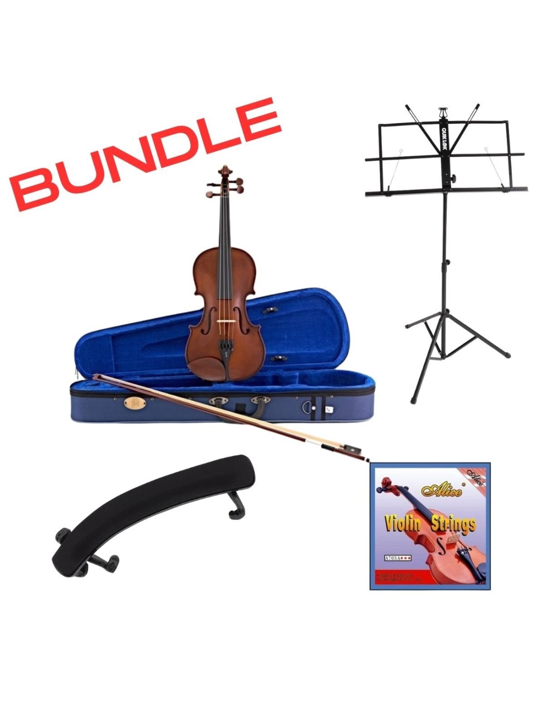 Bundle Stentor Student 1 3/4 (Violino con Custodia, Pece, Spalliera, Corde, Leggio)-paradisesound.it