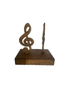 Lampada Musicale con Chiave di Violino e Clarinetto Color Noce e Personalizzazione-paradisesound.it