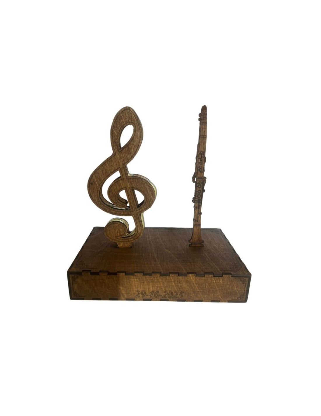 Lampada Musicale con Chiave di Violino e Clarinetto Color Noce e Personalizzazione-paradisesound.it