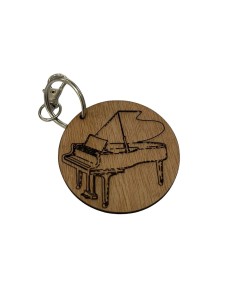 Portachiavi inciso in legno con Pianoforte-paradisesound.it