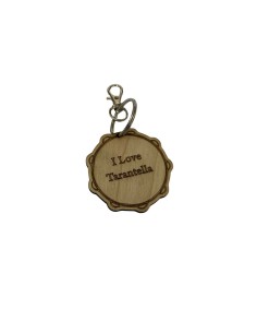 Portachiavi inciso in legno con Tamburello-paradisesound.it