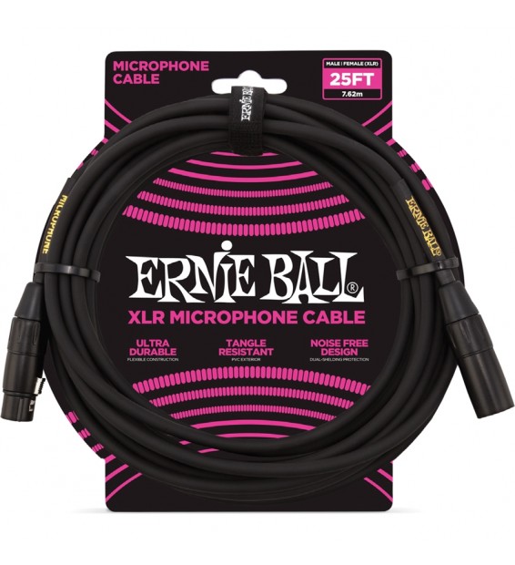 Ernie Ball P06073 CAVO MICROFONO 25FT BLACK paradisesound strumenti musicali on line