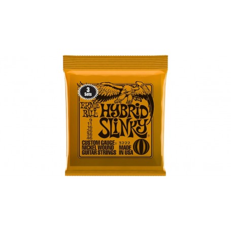 Ernie Ball 3222 Nickel Wound Hybrid Slinky 9-46 - 3 set paradisesound strumenti musicali on line
