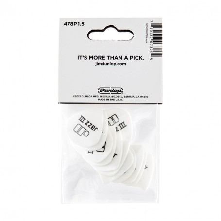 DUNLOP 478P1.50 TORTEX WHITE JAZZ III, 1.5MM, 12/PLYPK paradisesound strumenti musicali on line