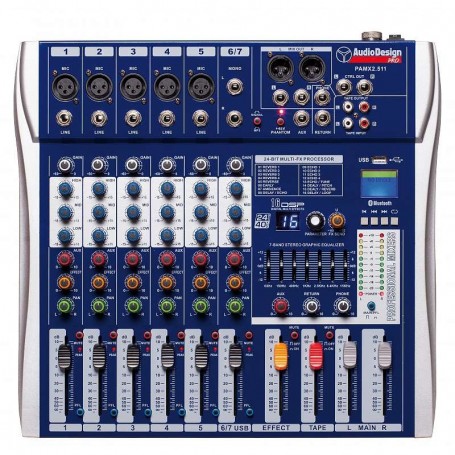 Mixer Audio Design 7 canali Usb/Bt Pamx2.511-paradisesound.it
