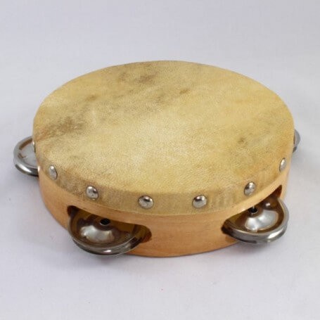 Tamburello pelle naturale non intonabile 15 cm 4 paia piattelli paradisesound strumenti musicali on line