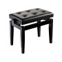 Panca Nera Lucida Regolabile con Bottoni per Pianoforte-paradisesound.it