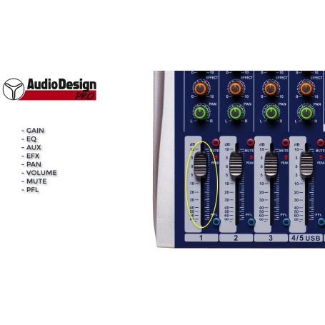 Mixer Prof. 7+1+1 Canali Audio design Usb e Bt - Pamx2.711-paradisesound.it